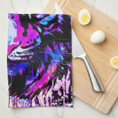 紫色のタイガーヘッド – タイガーポートレートキッチンタオル キッチンタオル (四つ折り)