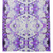 紫色のタイル – モザイク，ギリシャスタイル, シャワーカーテン (正面)