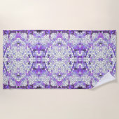 紫色のタイル – モザイク，ギリシャスタイル, ビーチタオル (正面)