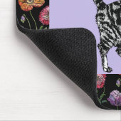 紫色のタビー猫花柄マウスマットフローラ マウスパッド (コーナー)