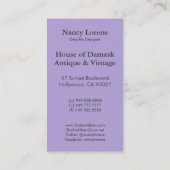 紫色のダイヤモンドのダマスク織、影および霧 名刺 (裏面)