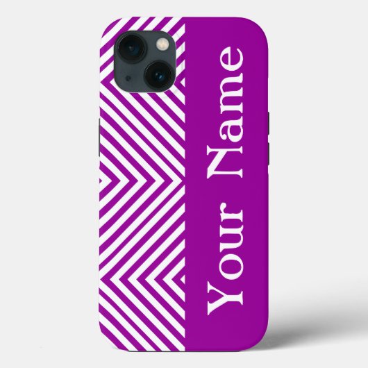 紫色のダイヤモンドシェブロンと名前@ Emporiomoffa Case-Mate iPhoneケース (裏面)