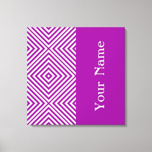 紫色のダイヤモンドシェブロン（名前@ Emporiomoffa） キャンバスプリント (正面)