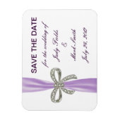 紫色のダイヤモンドボウウェディングデイトマグネットを保存 マグネット (縦)