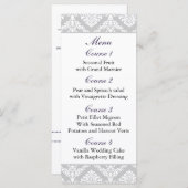 紫色のダマスクのウェディングメニュー メニュー (正面/裏面)