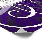 紫色のダマスクの渦巻き旋回8テーブルの座席表 ポスター (角)