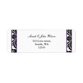 紫色のダマスクウェディング、差出人住所ラベル ラベル