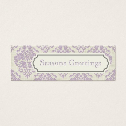 紫色のダマスクギフトラベル、プロファイルカード (正面)