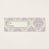 紫色のダマスクギフトラベル、プロファイルカード (裏面)