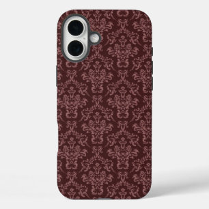 紫色のダマスク模様 iPhone 16 PLUSケース