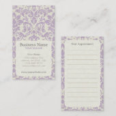 紫色のダマスク織のアポイントメントの名刺 予約カード (正面/裏面)