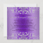 紫色のダマスク織のキンセアニェラのダイヤモンドのティアラの招待 招待状 (裏面)