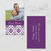 紫色のダマスク織の写真の結婚式の飲み物のバウチァ 割引カード (正面/裏面)