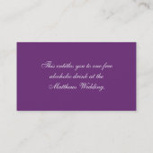 紫色のダマスク織の写真の結婚式の飲み物のバウチァ 割引カード (裏面)