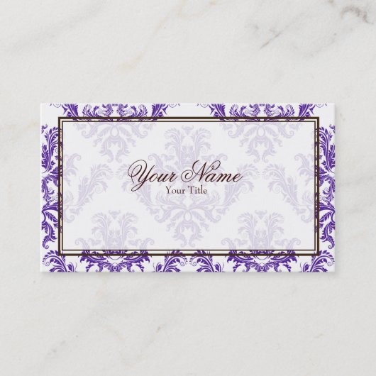 紫色のダマスク織の名刺 名刺 (正面)