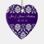 紫色のダマスク織の結婚式はオーナメント感謝していしています セラミックオーナメント (右)