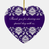 紫色のダマスク織の結婚式はオーナメント感謝していしています セラミックオーナメント (裏面)