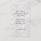 紫色のダマスク織の装飾の名刺 名刺 (裏面)