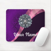 紫色のダマスク織及び水晶 マウスパッド (マウス)
