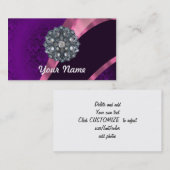 紫色のダマスク織及び水晶 名刺 (正面/裏面)