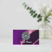 紫色のダマスク織及び水晶 名刺 (スタンド正面)