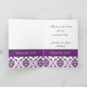 紫色のダマスコウェディングフォトサンキューカード サンキューカード (内部)