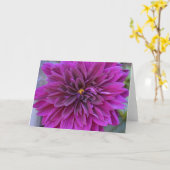 紫色のダリアを持つノートカード カード (黄色い花)