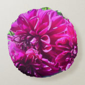 紫色のダリア花枕 ラウンドクッション (裏面)
