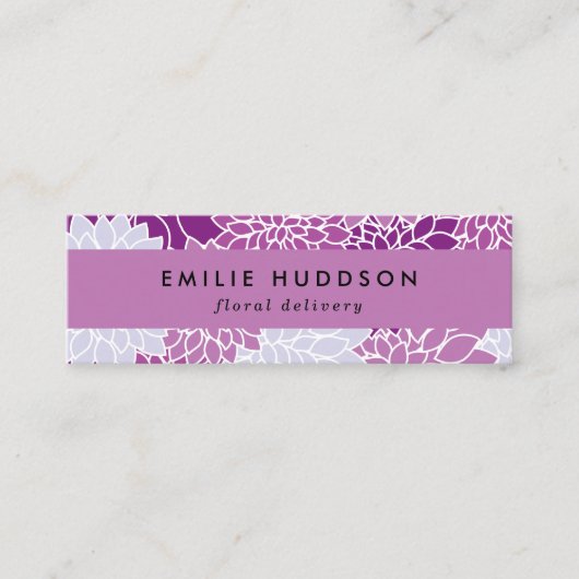 紫色のダリア花、花屋、花屋 スキニー名刺 (正面)