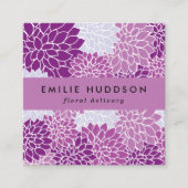 紫色のダリア花、花屋、花屋 スクエア名刺 (正面)