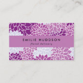 紫色のダリア花、花屋、花屋 名刺 (正面)