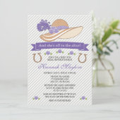 紫色のダービーの帽子のブライダルシャワー 招待状 (スタンド正面)