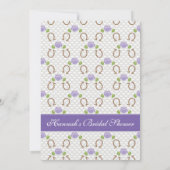 紫色のダービーの帽子のブライダルシャワー 招待状 (裏面)