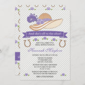 紫色のダービーの帽子のブライダルシャワー 招待状 (正面/裏面)