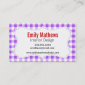 紫色のチェック模様のギンガム; てんとう虫 名刺 (裏面)