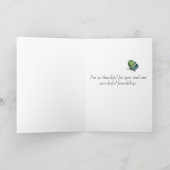 紫色のチューリップのパンジーは友情感謝していしています サンキューカード (内部)