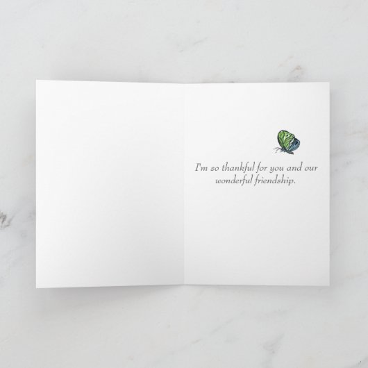 紫色のチューリップのパンジーは友情感謝していしています サンキューカード (内部)