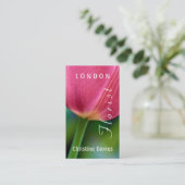 紫色のチューリップのマクロphotograhyの花屋 名刺 (スタンド正面)