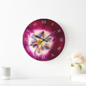 紫色のチューリップの花の写真の 柱時計 ラージ壁時計 (ホーム)