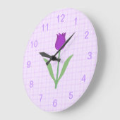 紫色のチューリップの花。 ラージ壁時計 (傾斜)
