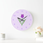 紫色のチューリップの花。 ラージ壁時計 (ホーム)