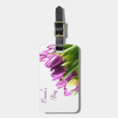 紫色のチューリップの荷物のラベルの花束 ラゲッジタグ (正面縦)