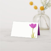 紫色のチューリップウォーターカラーアートゲスト座席表 プレイスカード (正面)