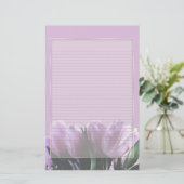 紫色のチューリップオプションラインノート紙 便箋 (スタンド正面)