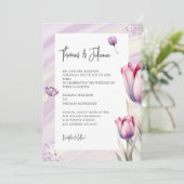 紫色のチューリップフラワーウォーター結婚カラー 招待状 (スタンド正面)