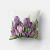 紫色のチューリップフローラ水の色パターン クッション (裏面)