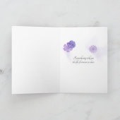 紫色のチューリップブーケオンブラック悔やみや弔慰 カード (内部)