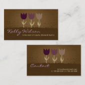 紫色のチューリップママ呼び出し名刺 コーリングカード (正面/裏面)