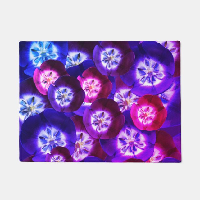 紫色のチューリップ模様ドアマット ドアマット (正面)