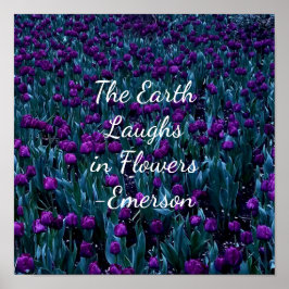 紫色のチューリップ花のエマーソンインスピレーション引用文 ポスター